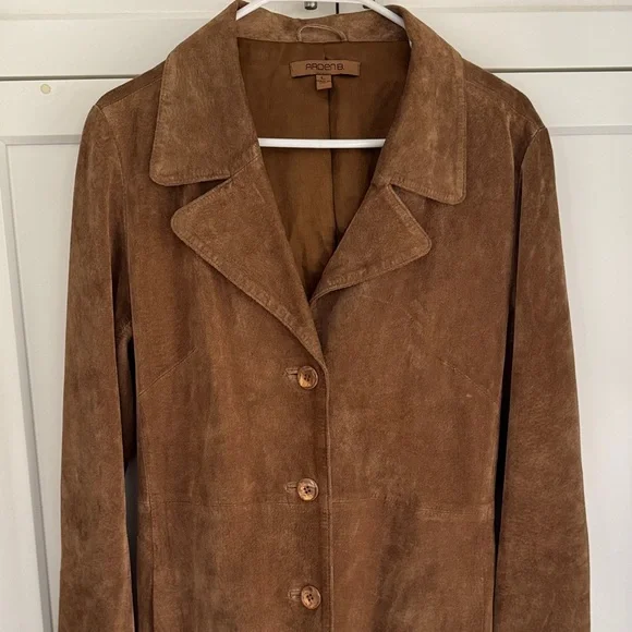 Arden B Vintage Long Brown Suede Trench Coat - Picture 3 of 7